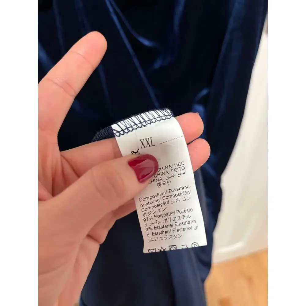 Unbranded Navy Blue Velvet Twist Midi Dress XXL